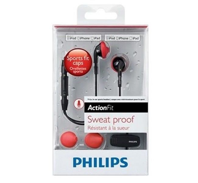 Fone de Ouvido Philips Action Fit Preto com Vermelho, SHQ1017 - BOX