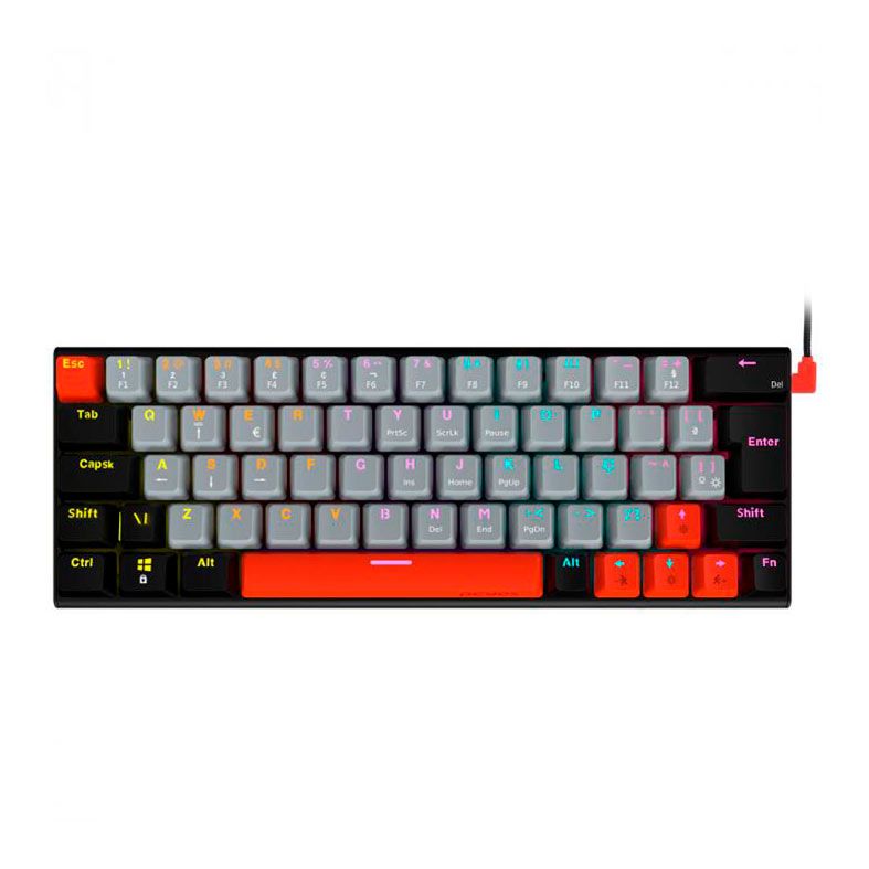 Teclado Mecanico Gamer Pcyes Kuromori, Rainbow, Switch Vermelho, Preto, PTKM60RD