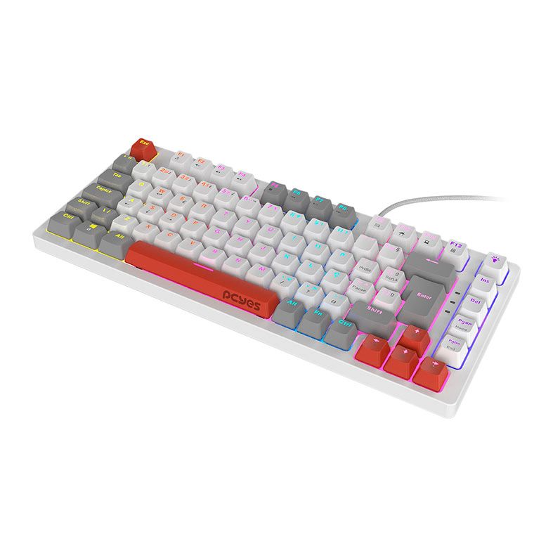 Teclado Mecanico Gamer PCYes Kirin White Ghost, 75%, Raimbow, ABNT2, Switch Red, Branco e Vermelho, PTKRWG75RD