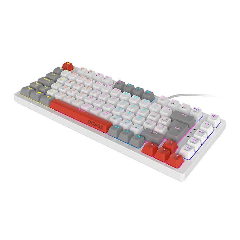 Teclado Mecanico Gamer PCYes Kirin White Ghost, 75%, Raimbow, ABNT2, Switch Red, Branco e Vermelho, PTKRWG75RD