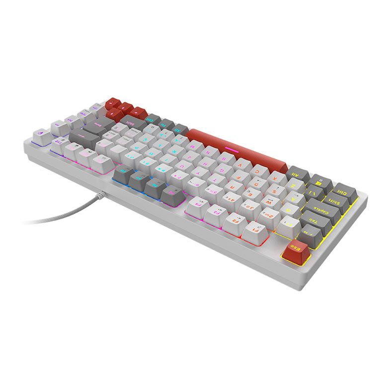 Teclado Mecanico Gamer PCYes Kirin White Ghost, 75%, Raimbow, ABNT2, Switch Red, Branco e Vermelho, PTKRWG75RD