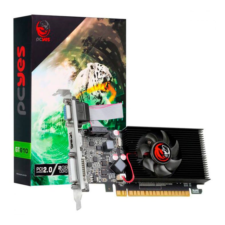 Placa de Video Pcyes GeForce GT 610, 2GB, GDDR3, 64-bit, PVG6102GBR364LP