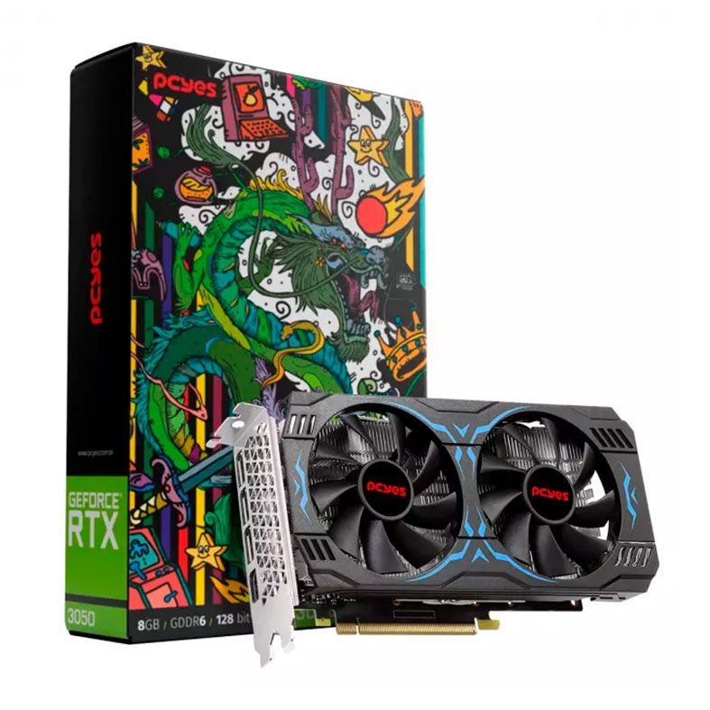 Placa de Vídeo Pcyes GeForce RTX 3050, 8GB, GDDR6, 128-bits, PVRTX30508GB