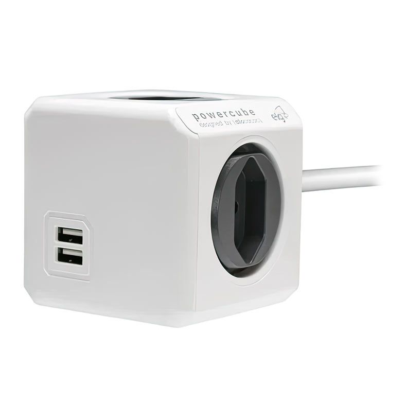 Filtro De Linha Elg Extended USB, 4 Tomadas, Bivolt, 3m, 2 USB, Branco e Cinza, PWC-X4U-3M