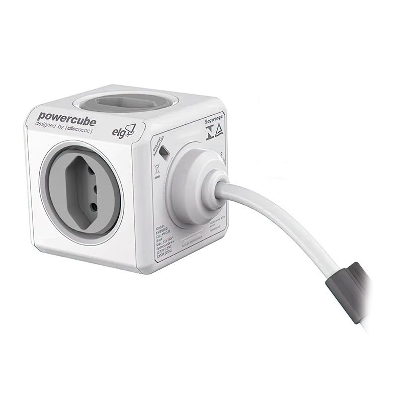 Filtro De Linha Elg Extended USB, 4 Tomadas, Bivolt, 3m, 2 USB, Branco e Cinza, PWC-X4U-3M