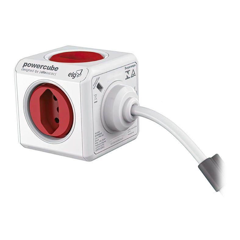 Filtro De Linha Elg Extended, 5 Tomadas, Bivolt, 1.5m, Branco e Vermelho, PWC-X5