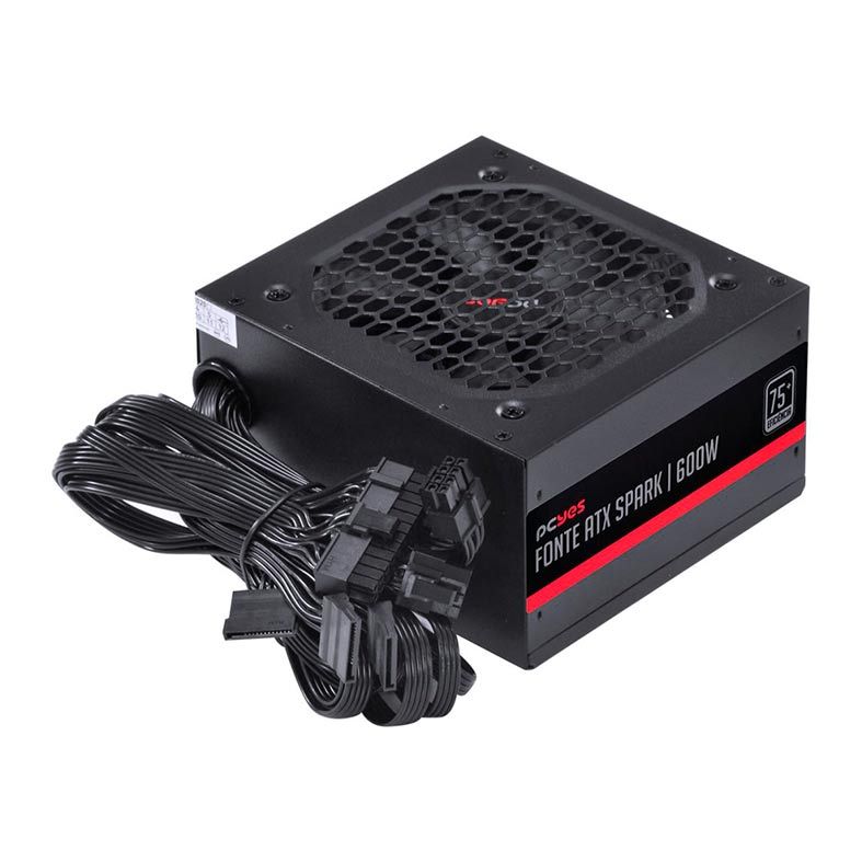 Fonte PCYES Spark 600W PFC Ativo, PXSP600WPT-31822