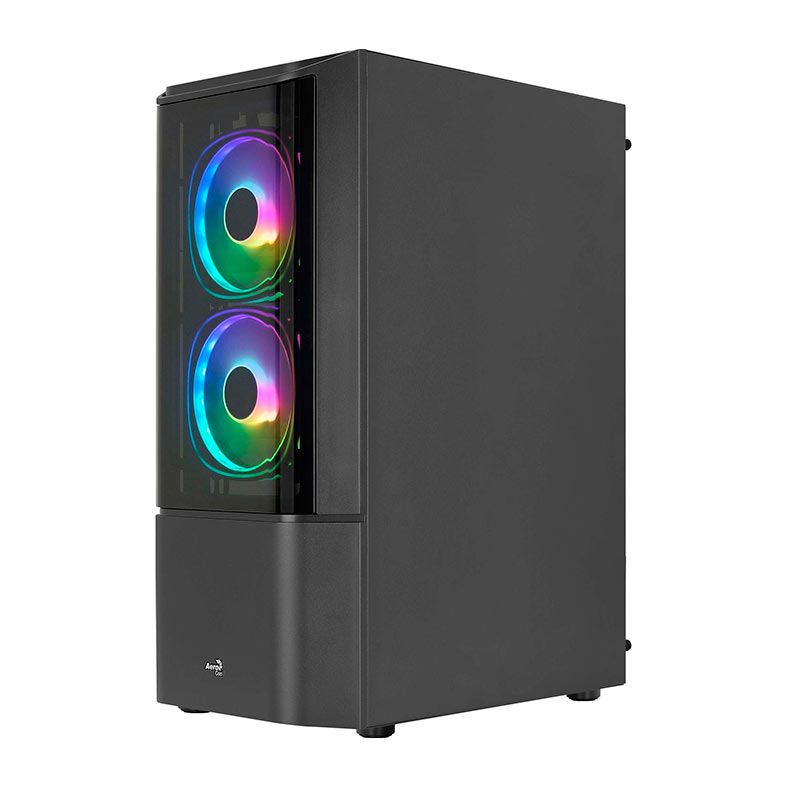 Gabinete Gamer Aerocool Quantum V2, Mid-Tower, FRGB, Lateral de Vidro, Com 3 Fan, Preto, QUANTUM-G-BK-V2