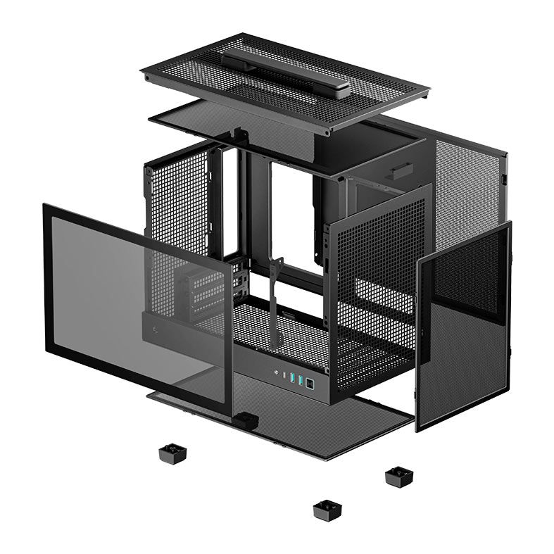 Gabinete DeepCool CH160, Mini-Tower, Lateral de Vidro, Preto, R-CH160-BKNGI0-G-1