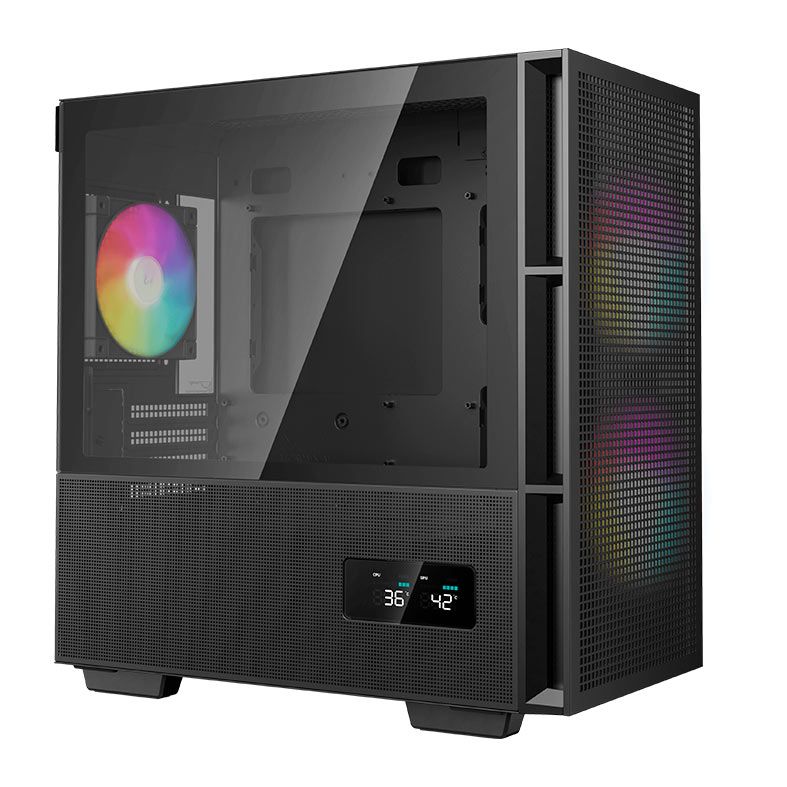 Gabinete Gamer DeepCool CH360 Digital, ARGB, Mini-Tower, Lateral de Vidro, Com 3 Fans, Preto, R-CH360-BKAPE3D-G-1