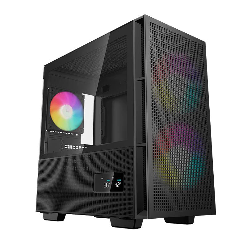 Gabinete Gamer DeepCool CH360 Digital, ARGB, Mini-Tower, Lateral de Vidro, Com 3 Fans, Preto, R-CH360-BKAPE3D-G-1