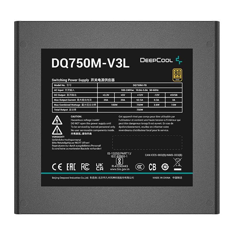 Fonte DeepCool DQ750M-V3L, Full-Modular, 80 Plus Gold, Preto, R-DQ750M-FB0B-US