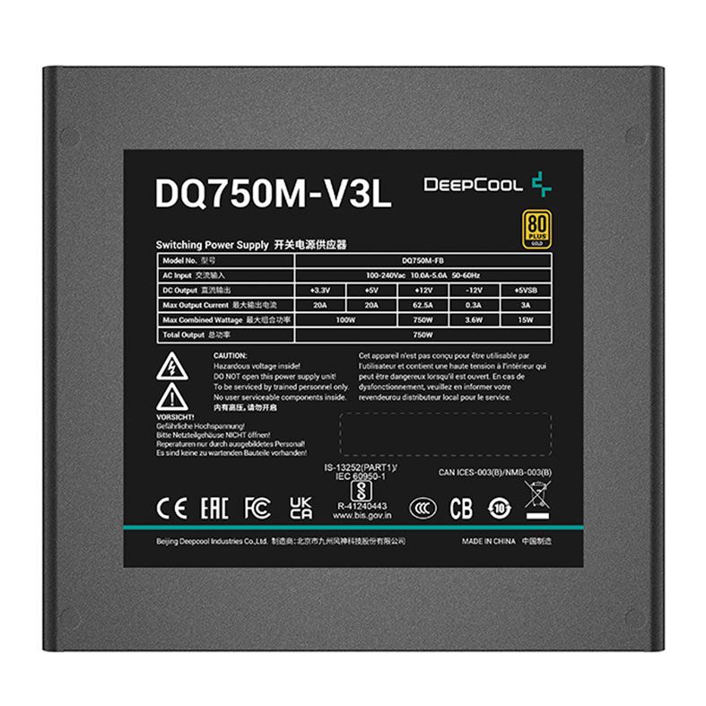 Fonte DeepCool DQ750M-V3L, 750W, Full-Modular, 80 Plus Gold, Preto, R-DQ750M-FB0B-WO