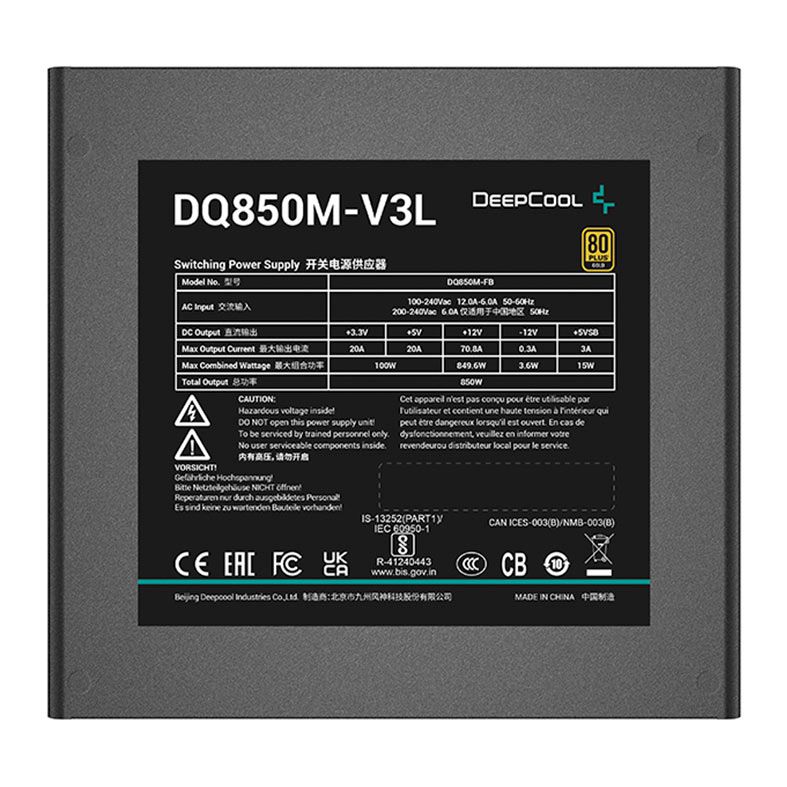 Fonte DeepCool DQ850M-V3L, 850W, Full-Modular, 80 Plus Gold, Preto, R-DQ850M-FB0B-WO