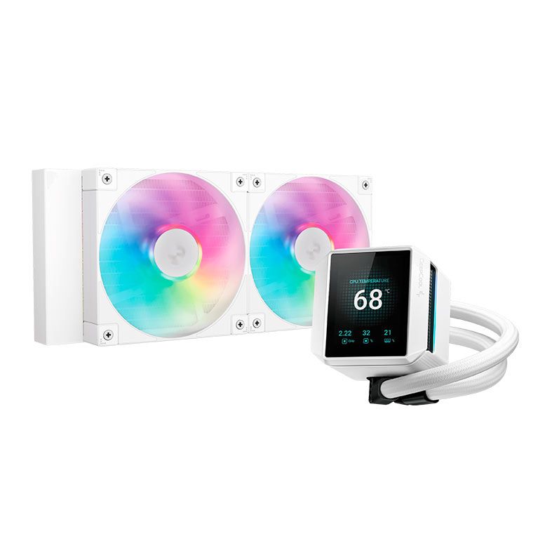 Water Cooler Deepcool Mystique 240, ARGB, Display LCD, 240mm, Branco, R-LX240-WHDSNMCP-G-1