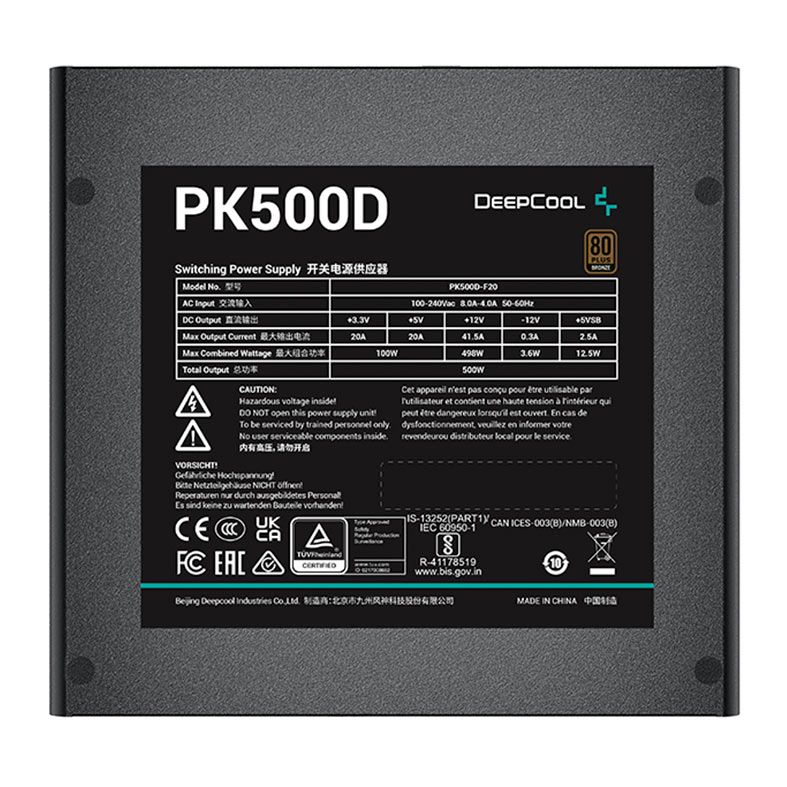 Fonte DeepCool PK500D, 500W, 80 Plus Bronze, Preto, R-PK500D-FA0B-WO