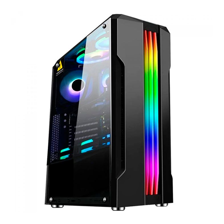 Gabinete Gamer 1STPlayer Rainbow R3-A, RGB, Mid-Tower, Lateral de Vidro, Preto, R3-ABK