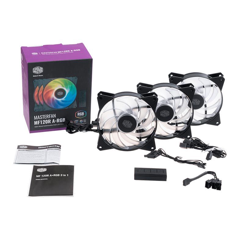 Kit Ventoinhas Cooler Master Masterfan MF120R ARGB 3x120mm, R4-120R-203C-R1