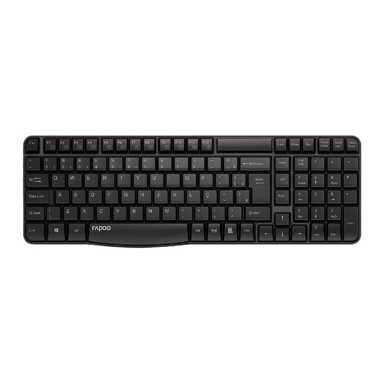 Kit Teclado e Mouse Rapoo X1800S, Wireless, ABNT2, 1000DPI, Preto, RA001
