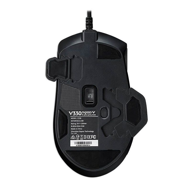 Mouse Gamer Rapoo V330, Led, 6200DPI, 12 Botoes, Preto, RA023