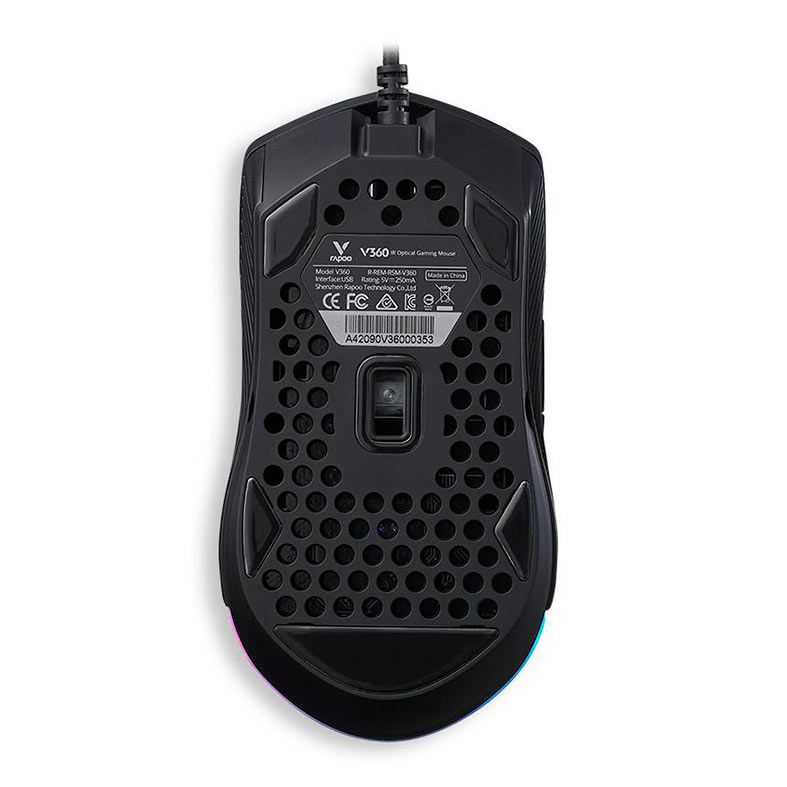 Mouse Gamer Rapoo V360, Led, 6200DPI, 7 Botoes, Preto, RA024