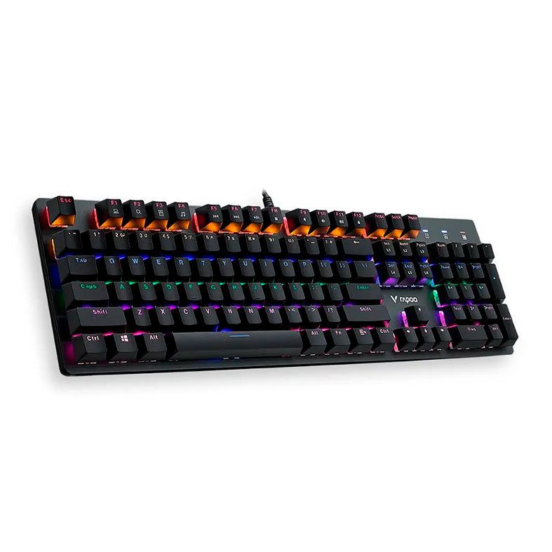 Teclado Mecânico Rapoo V500SE, USB, Switch Azul, Preto, RA028