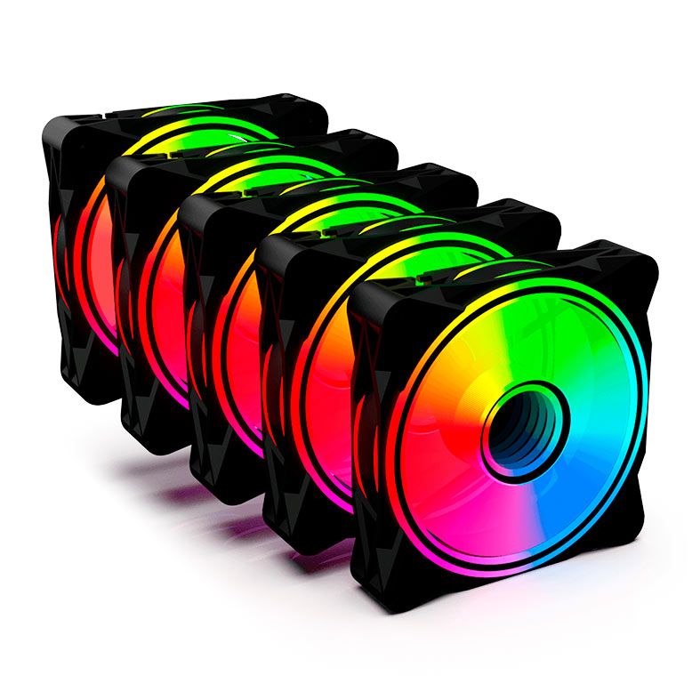 Kit Ventoinhas One Power Radiant X5, ARGB, 5x120mm, Preto, RADIANTX5-FN-702