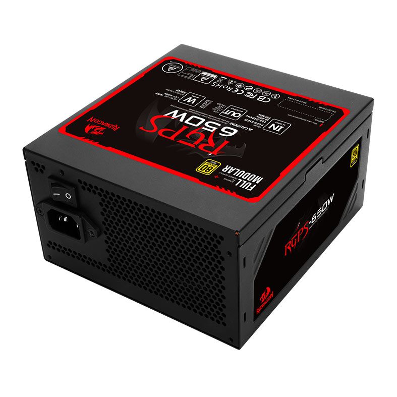 Fonte Redragon RGPS-650W, Full-Modular, 80 Plus Gold, Preto, RGPS-650W