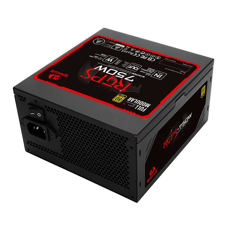 Fonte Redragon RGPS-750W, Full-Modular, 80 Plus Gold, Preto, RGPS-750W