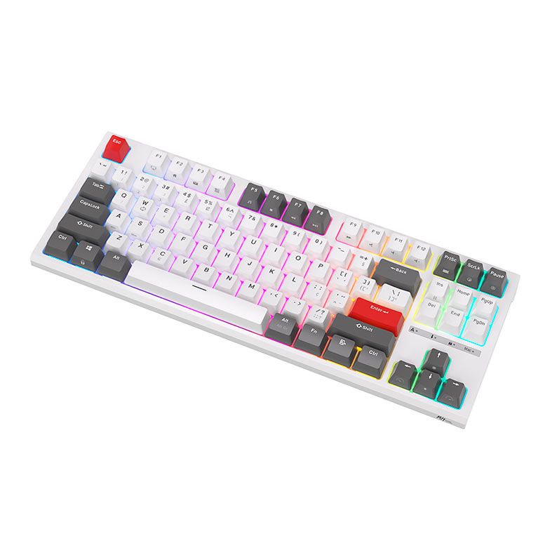 Teclado Mecanico Gamer Royal Kludge R87, RGB, Switch Blue, Branco, RKR87-WHIT-Q