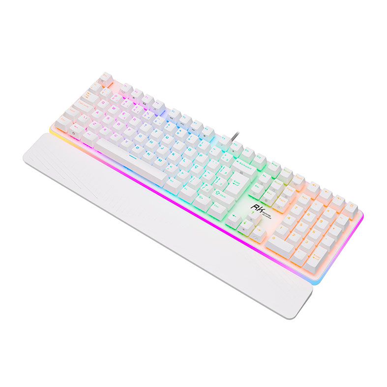 Teclado Mecanico Gamer Royal Kludge RK918, RGB, ABNT2, Switch Red, Branco, RK918-WHIT-H-POR