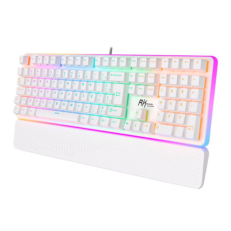 Teclado Mecanico Gamer Royal Kludge RK918, RGB, ABNT2, Switch Red, Branco, RK918-WHIT-H-POR