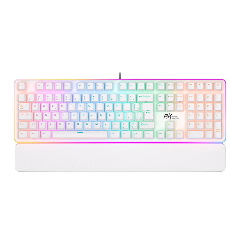 Teclado Mecanico Gamer Royal Kludge RK918, RGB, ABNT2, Switch Red, Branco, RK918-WHIT-H-POR