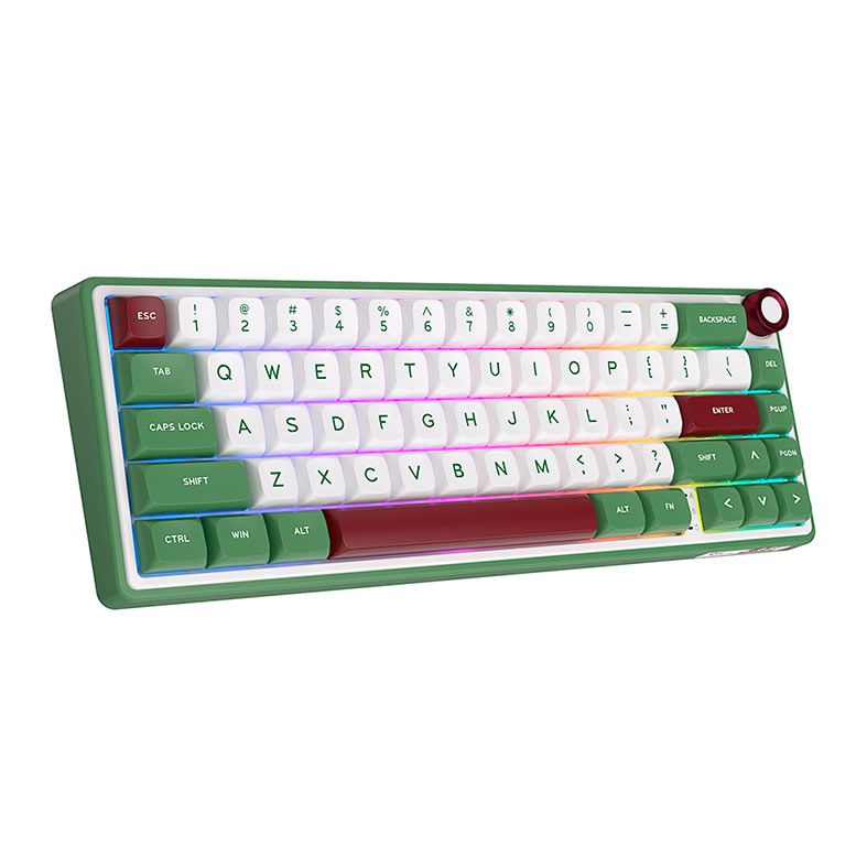 Teclado Mecanico Gamer Royal Kludge R65, RGB, Switch Brown, Branco e Verde, RKR65-GS-C