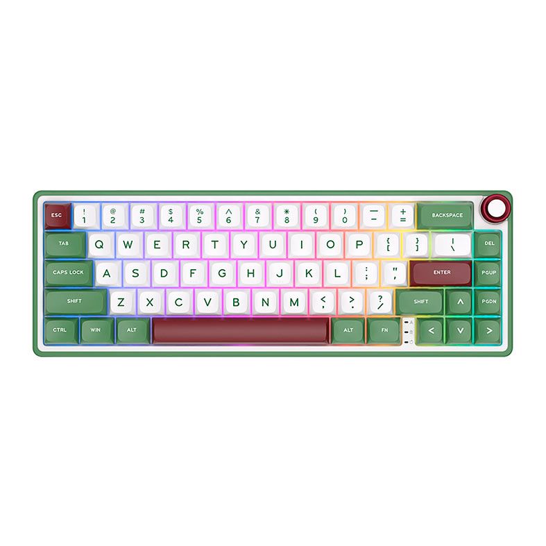 Teclado Mecanico Gamer Royal Kludge R65, RGB, Switch Brown, Branco e Verde, RKR65-GS-C
