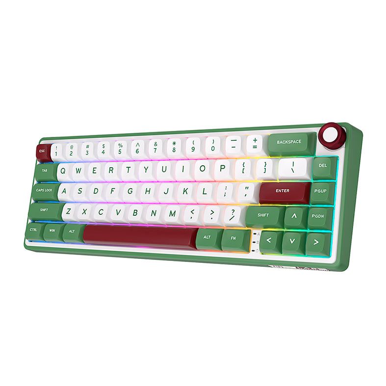 Teclado Mecanico Gamer Royal Kludge R65, RGB, Switch Brown, Branco e Verde, RKR65-GS-C