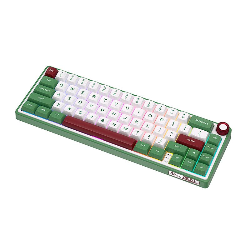 Teclado Mecanico Gamer Royal Kludge R65, RGB, Switch Brown, Branco e Verde, RKR65-GS-C