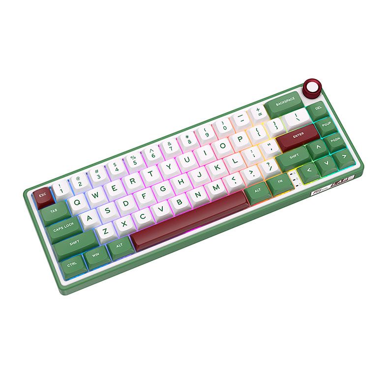 Teclado Mecanico Gamer Royal Kludge R65, RGB, Switch Brown, Branco e Verde, RKR65-GS-C