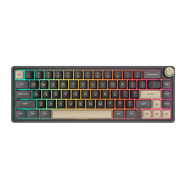 Teclado Mecanico Gamer Royal Kludge R65, RGB, Switch Brown, Preto e Dourado, RKR65-PT-C