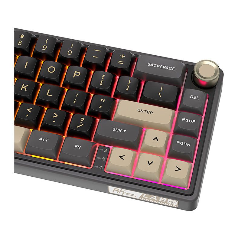 Teclado Mecanico Gamer Royal Kludge R65, RGB, Switch Brown, Preto e Dourado, RKR65-PT-C