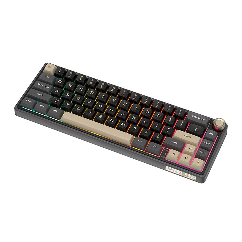 Teclado Mecanico Gamer Royal Kludge R65, RGB, Switch Brown, Preto e Dourado, RKR65-PT-C