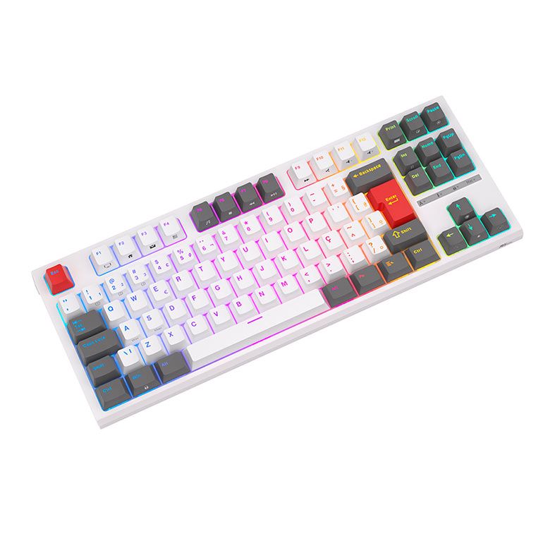 Teclado Mecanico Gamer Royal Kludge R87, RGB, ABNT2, Switch Red, Branco, RKR87-WHIT-H-POR