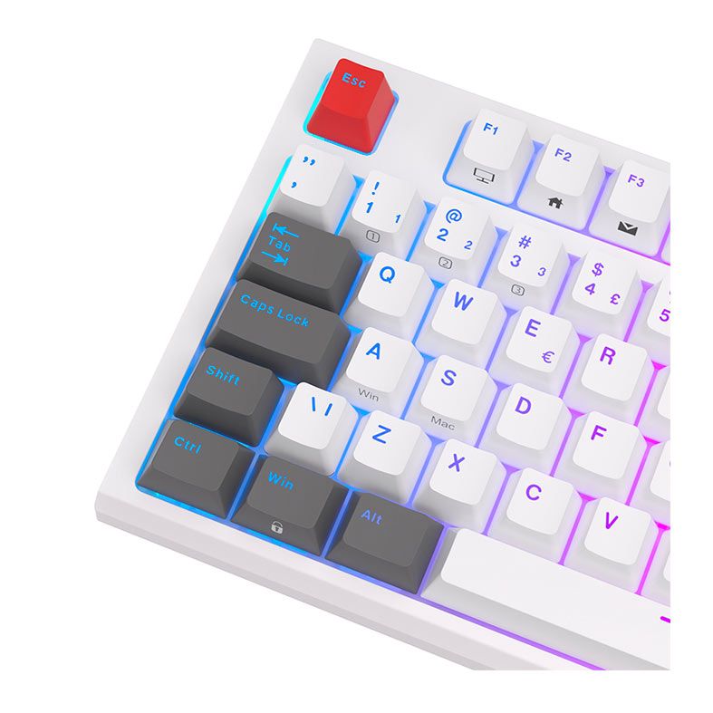 Teclado Mecanico Gamer Royal Kludge R87, RGB, ABNT2, Switch Red, Branco, RKR87-WHIT-H-POR