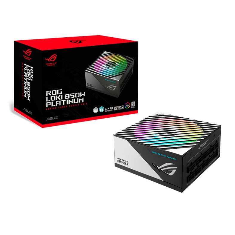 Fonte Asus ROG LOKI SFX-L, 850W, RGB, Full Modular, 80 Plus Platinum, Preto, ROG-LOKI-850P-SFX-L-GAMING