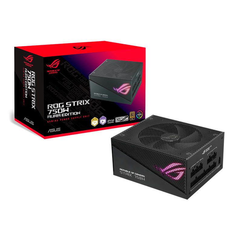 Fonte Asus ROG STRIX Aura Edition, 750W, RGB, Full Modular, 80 Plus Gold, Preto, ROG-STRIX-750G-AURA-GAMING