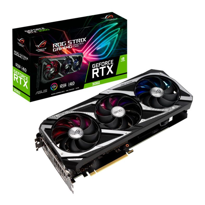 Placa de Video Asus GeForce RTX 3060 ROG Strix, LHR, 12GB, GDDR6, 192-bit, ROG-STRIX-RTX3060-12G-V2-GAMING