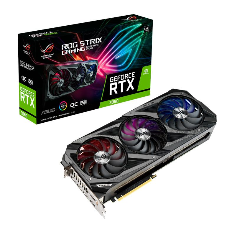 Placa de Video Asus GeForce RTX 3080 ROG Strix OC, LHR, 12GB, GDDR6X, 384-bit, ROG-STRIX-RTX3080-O12G-GAMING
