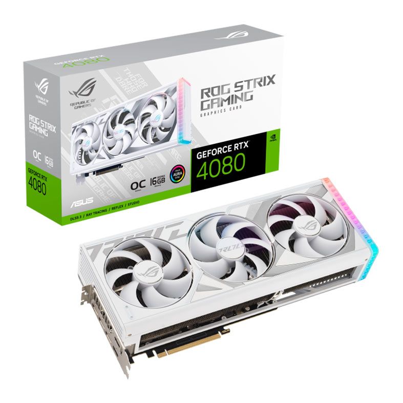 Placa de Video Asus GeForce RTX 4080 ROG Strix OC, 16GB, GDDR6X, 256-bit, ROG-STRIX-RTX4080-O16G-WHITE