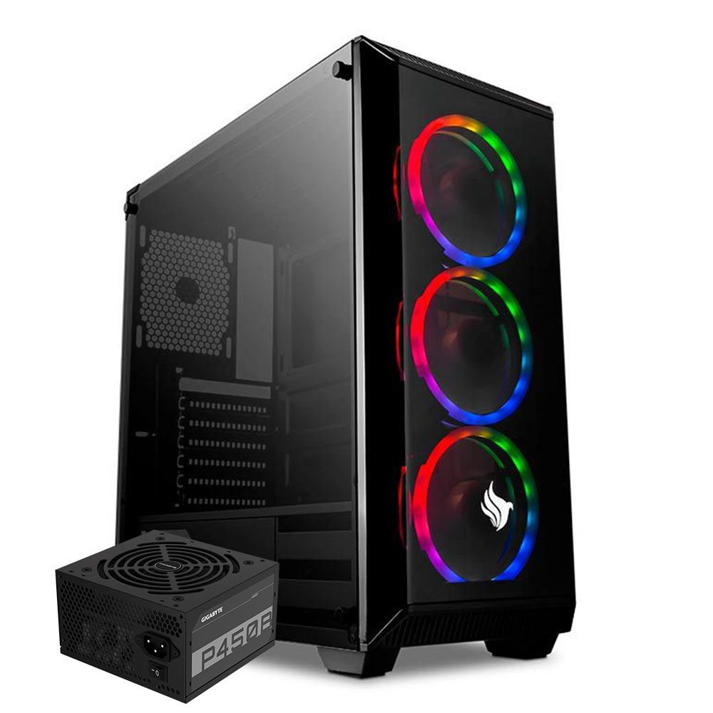 Pichau Kit Upgrade, Gabinete Pichau Rostock RGB + Fonte Gigabyte 450W