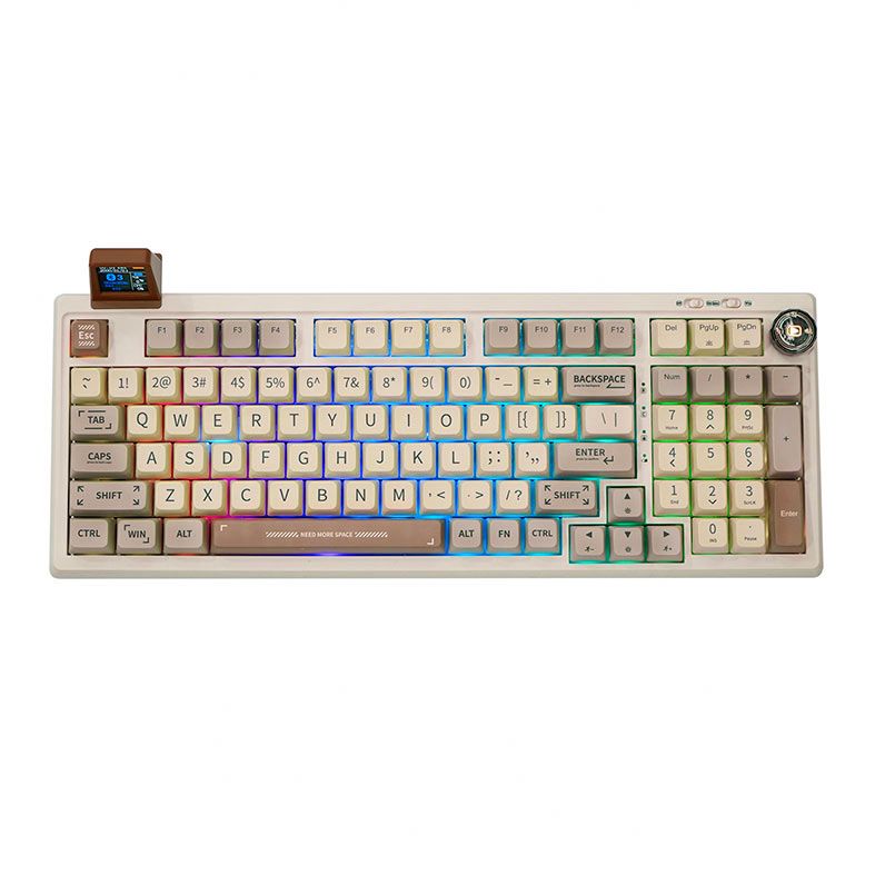 Teclado Mecanico Epomaker RT100, ARGB, Switch Wisteria Linear, Retro White, RT100-RTWH-WSLN